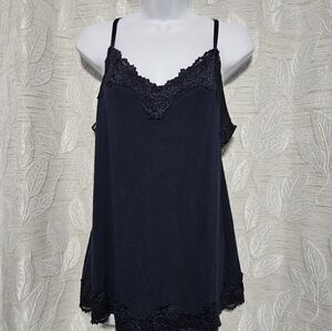 Lane Bryant Elegant Navy Blue Lace Cami Top Size 14/16 Adjustable Straps GUC